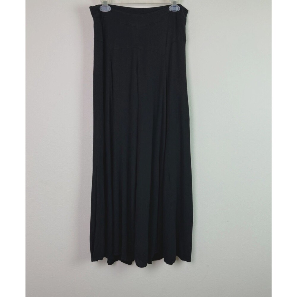 Umgee Black Gauze Wide Leg Pull On Pants Boho Palazzo Flowy Artsy Casual Medium - Picture 2 of 8